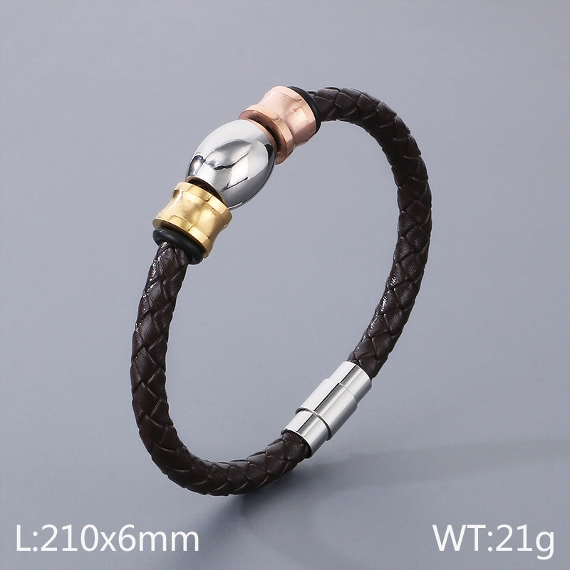 Hip-hop Geometric Pu Leather Titanium Steel Men's Bracelets Necklace