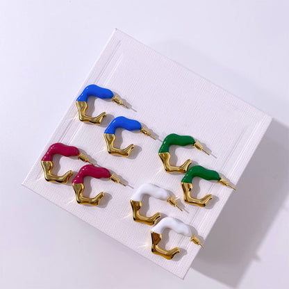 1 Pair IG Style Retro C Shape Enamel Plating Copper Ear Studs