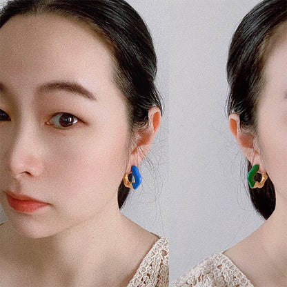 1 Pair IG Style Retro C Shape Enamel Plating Copper Ear Studs