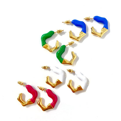 1 Pair IG Style Retro C Shape Enamel Plating Copper Ear Studs