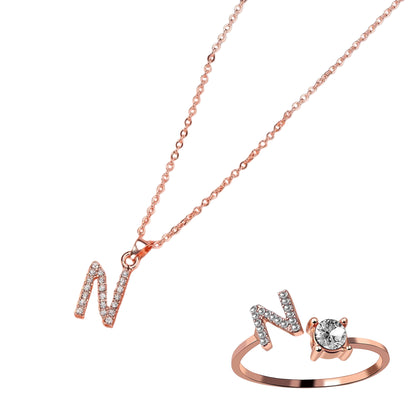 Classic Style Letter Copper Plating Inlay Zircon Rose Gold Plated Gold Plated Silver Plated Jewelry Set