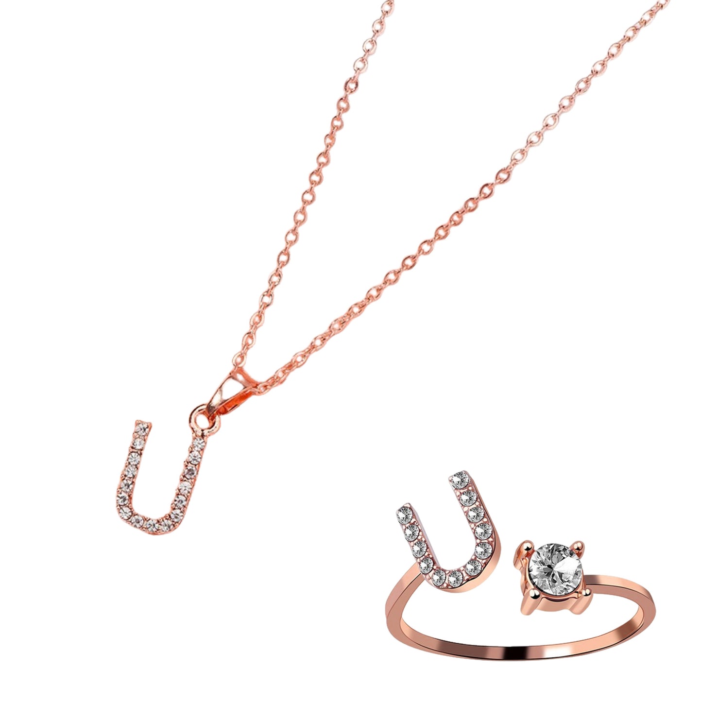 Classic Style Letter Copper Plating Inlay Zircon Rose Gold Plated Gold Plated Silver Plated Jewelry Set