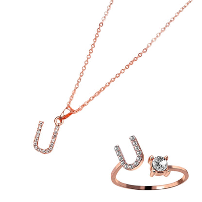 Classic Style Letter Copper Plating Inlay Zircon Rose Gold Plated Gold Plated Silver Plated Jewelry Set