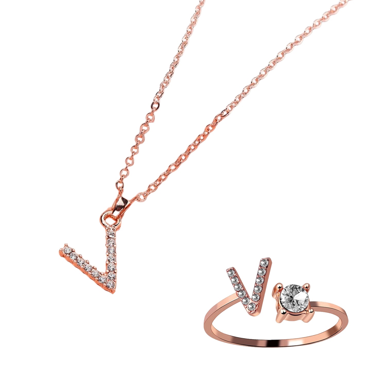 Classic Style Letter Copper Plating Inlay Zircon Rose Gold Plated Gold Plated Silver Plated Jewelry Set