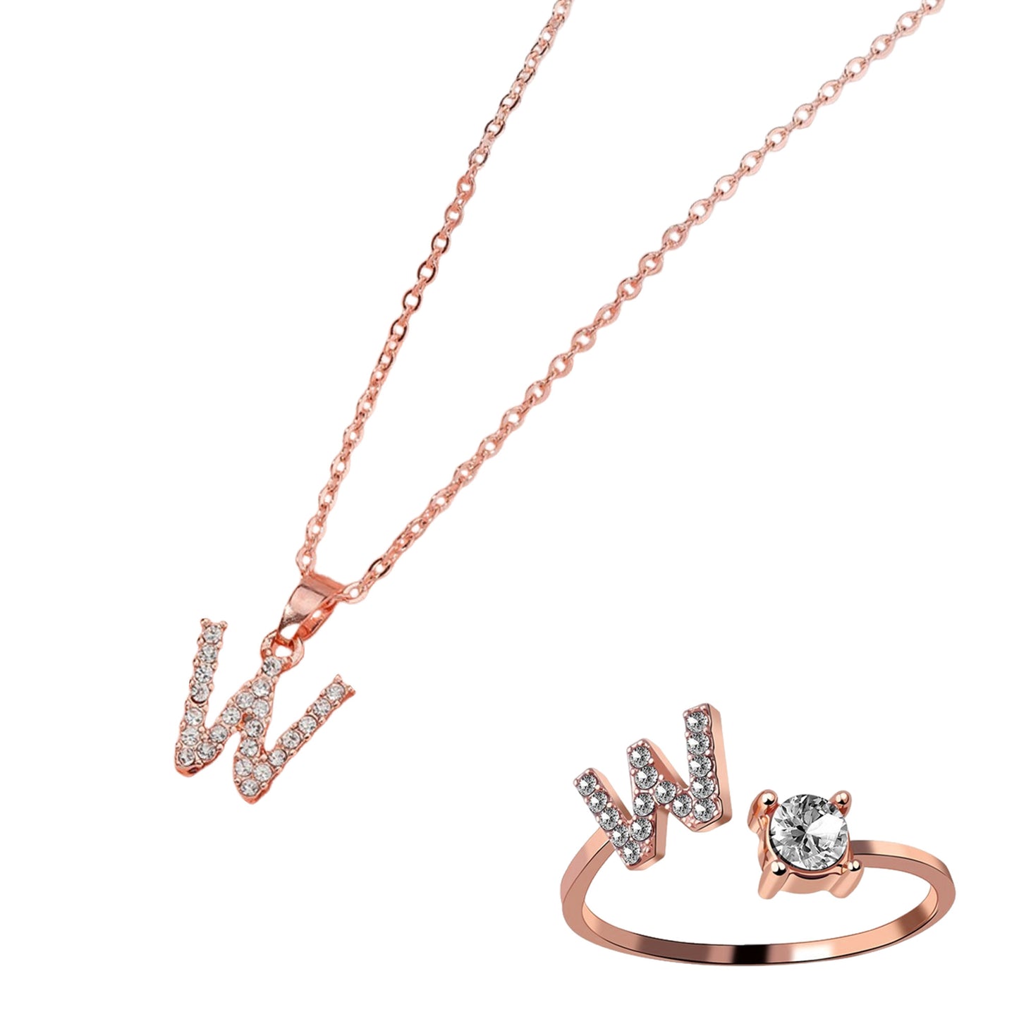 Classic Style Letter Copper Plating Inlay Zircon Rose Gold Plated Gold Plated Silver Plated Jewelry Set