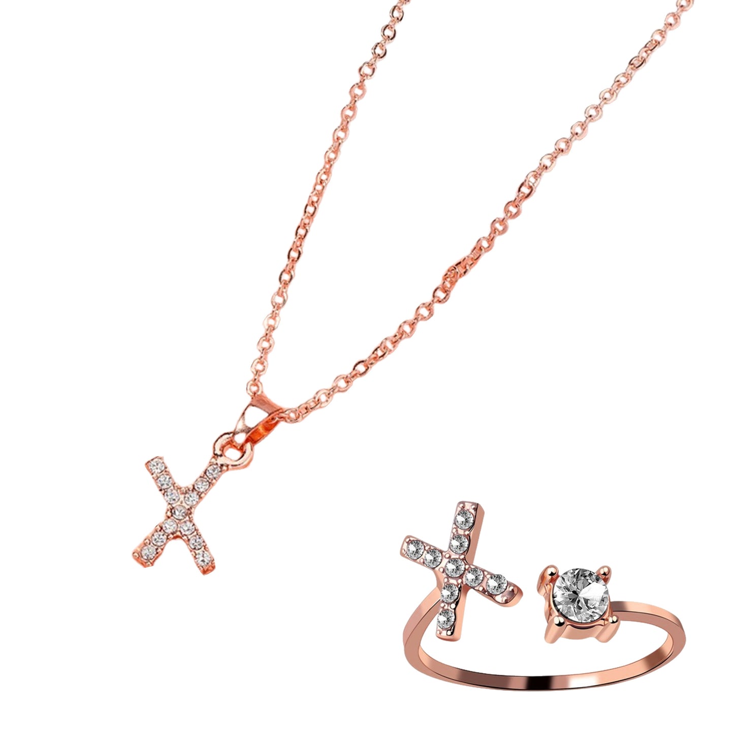 Classic Style Letter Copper Plating Inlay Zircon Rose Gold Plated Gold Plated Silver Plated Jewelry Set