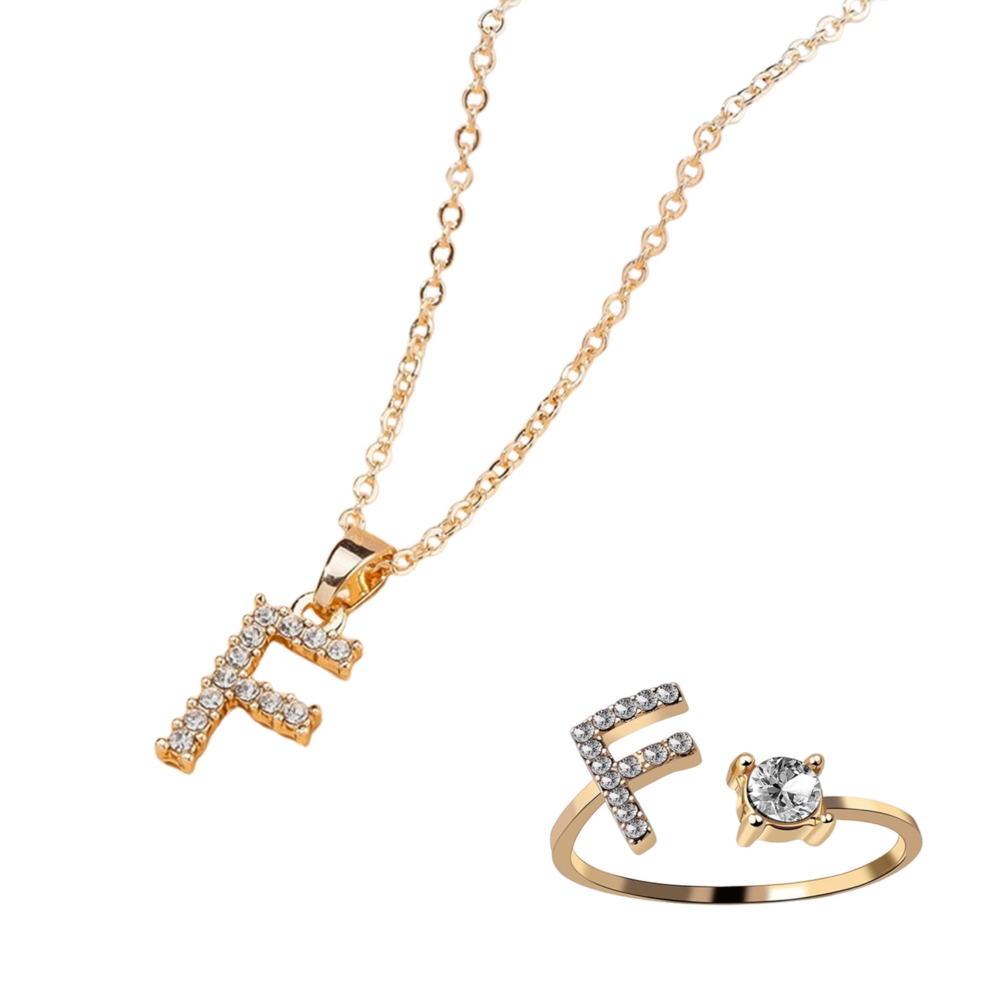 Classic Style Letter Copper Plating Inlay Zircon Rose Gold Plated Gold Plated Silver Plated Jewelry Set