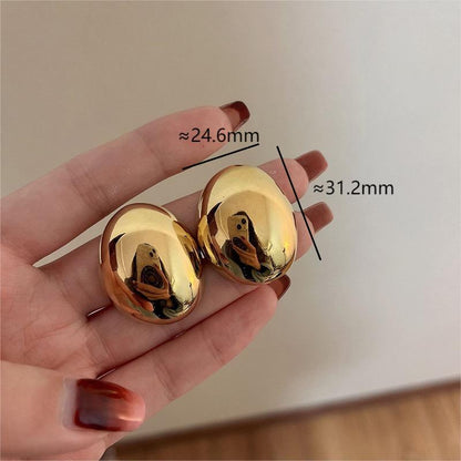 1 Pair Simple Style Classic Style Oval Plating Stainless Steel 18k Gold Plated Ear Studs