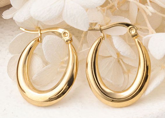 1 Pair Ig Style C Shape Plating Stainless Steel Hoop Earrings