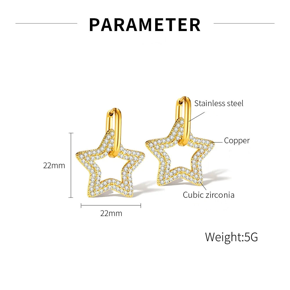 1 Pair Simple Style Round Square Heart Shape Plating Inlay Stainless Steel Copper Zircon Earrings