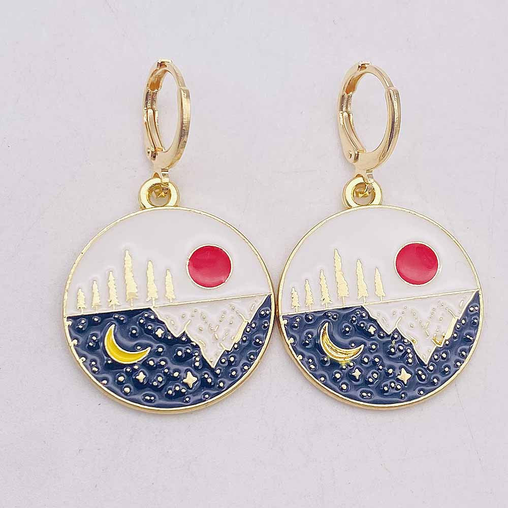 1 Pair Simple Style Building Landscape Arylic Alloy Drop Earrings