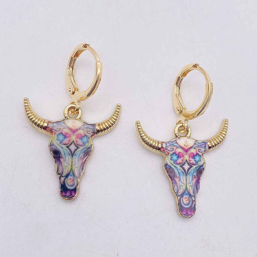 1 Pair Casual Retro Simple Style Cattle Metal Drop Earrings