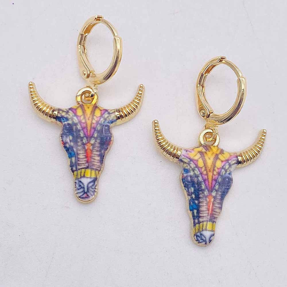 1 Pair Casual Retro Simple Style Cattle Metal Drop Earrings