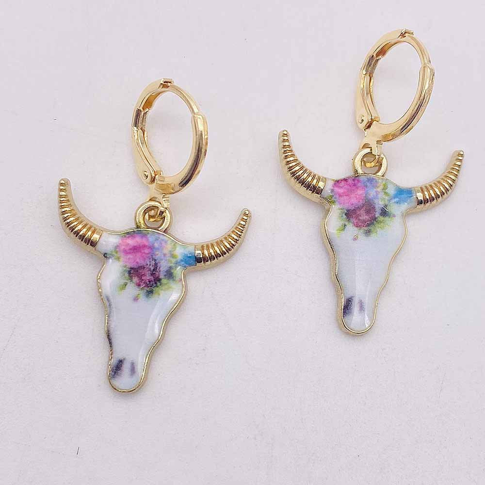 1 Pair Casual Retro Simple Style Cattle Metal Drop Earrings