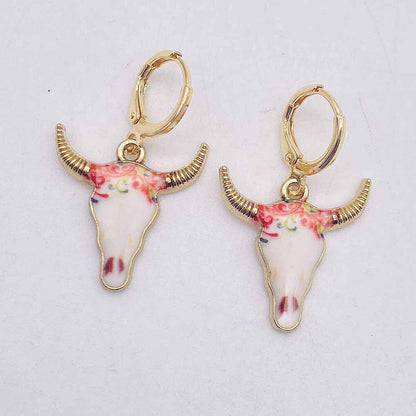 1 Pair Casual Retro Simple Style Cattle Metal Drop Earrings