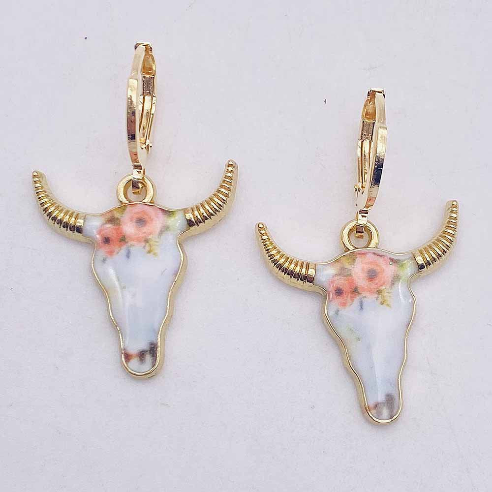 1 Pair Casual Retro Simple Style Cattle Metal Drop Earrings