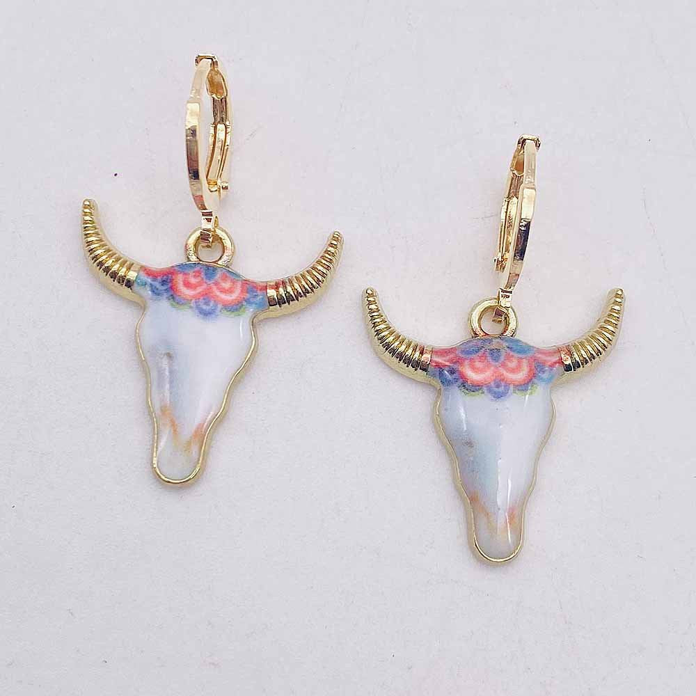 1 Pair Casual Retro Simple Style Cattle Metal Drop Earrings