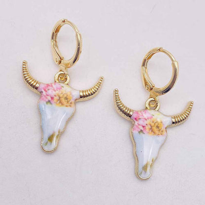 1 Pair Casual Retro Simple Style Cattle Metal Drop Earrings