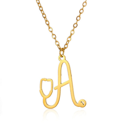 Stainless Steel Simple Style Letter Plating Pendant Necklace