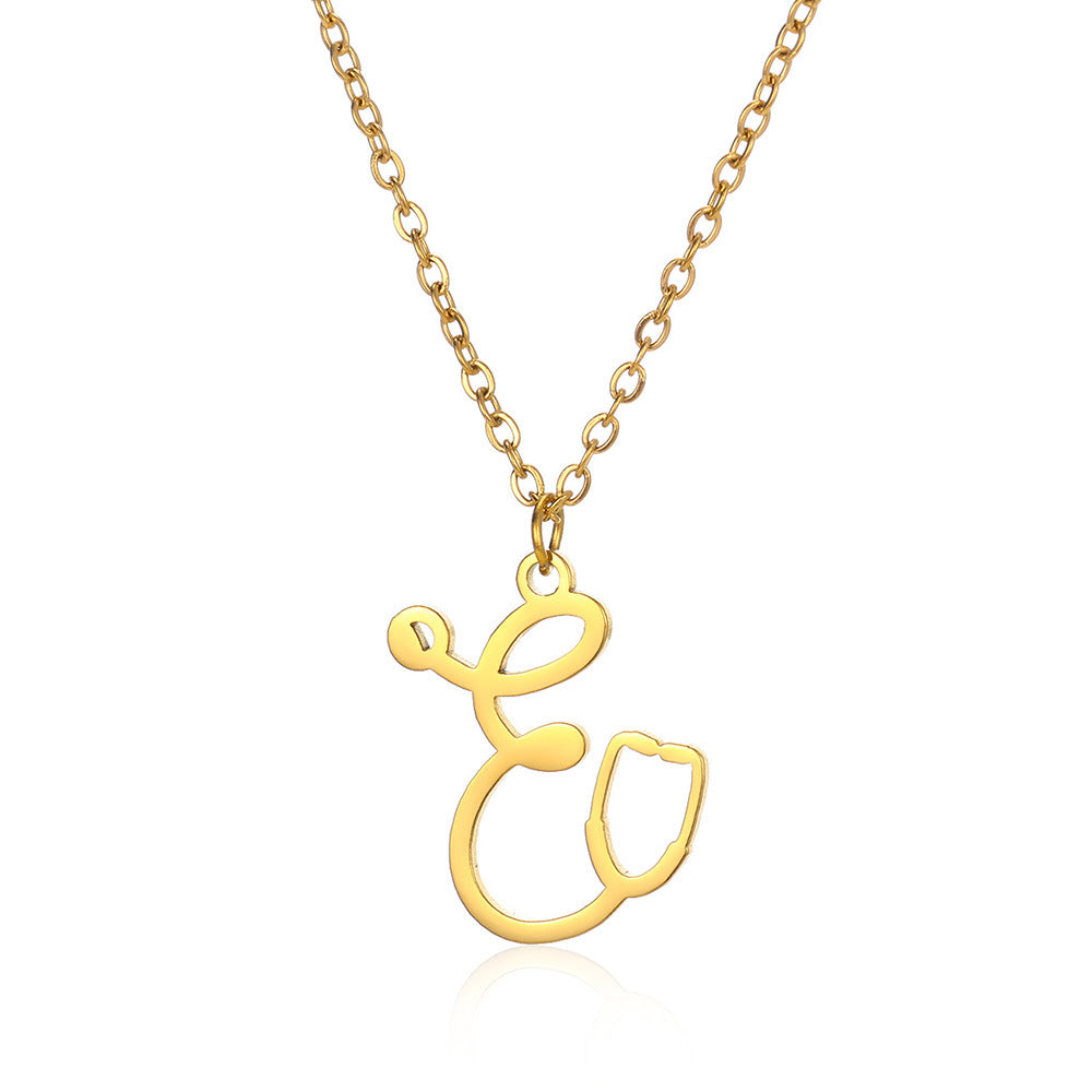 Stainless Steel Simple Style Letter Plating Pendant Necklace