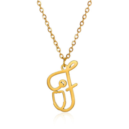 Stainless Steel Simple Style Letter Plating Pendant Necklace