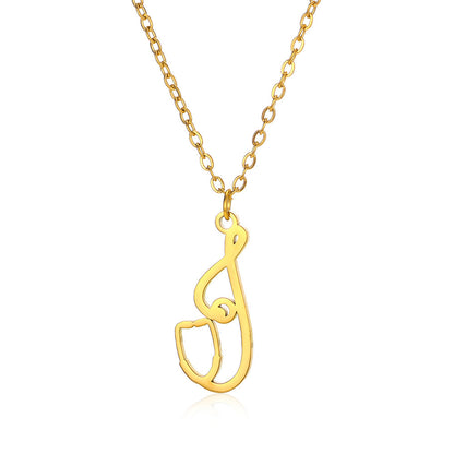 Stainless Steel Simple Style Letter Plating Pendant Necklace