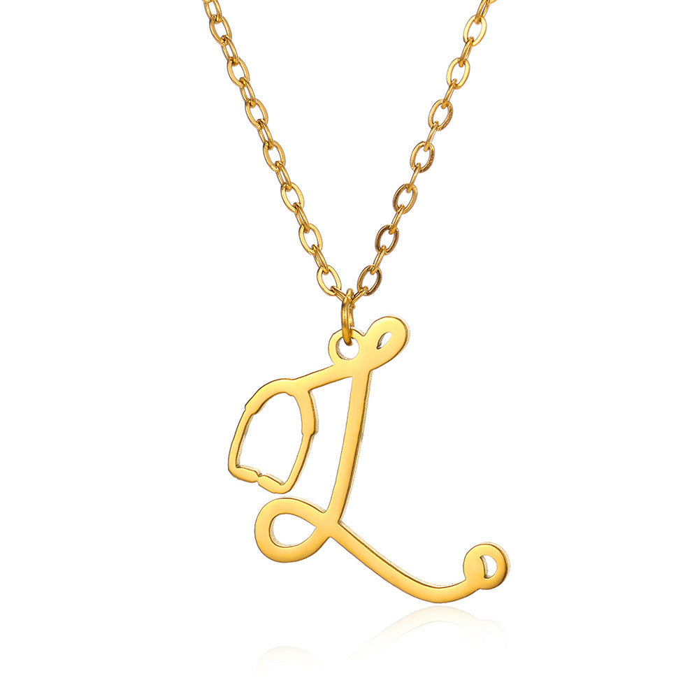 Stainless Steel Simple Style Letter Plating Pendant Necklace