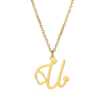 Stainless Steel Simple Style Letter Plating Pendant Necklace