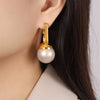 1 Pair Simple Style Round Plating Inlay Titanium Steel Glass Bead Drop Earrings