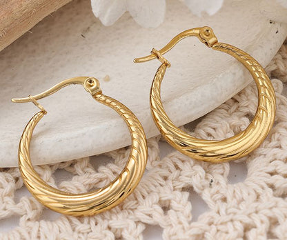 1 Pair IG Style Round Plating Stainless Steel Hoop Earrings