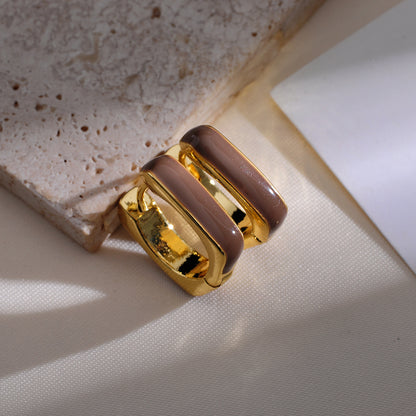 1 Pair Elegant Simple Style Square Enamel Plating Copper Earrings