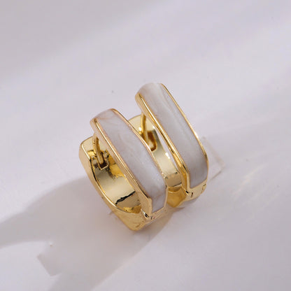 1 Pair Elegant Simple Style Square Enamel Plating Copper Earrings