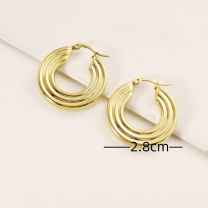 1 Pair Simple Style Round Square Titanium Steel 18K Gold Plated Earrings