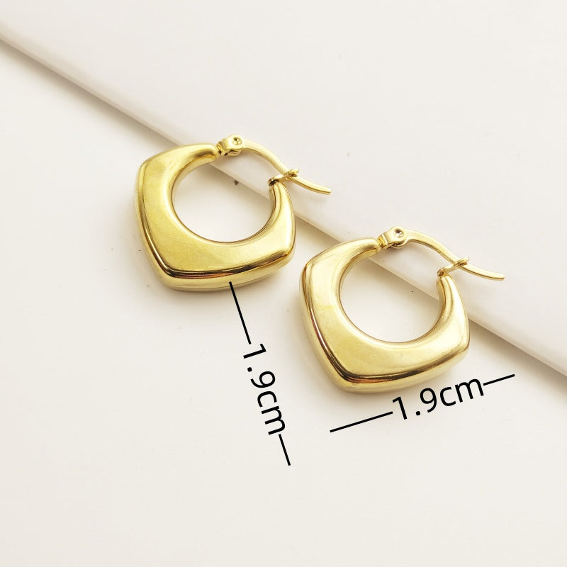 1 Pair Simple Style Round Square Titanium Steel 18K Gold Plated Earrings