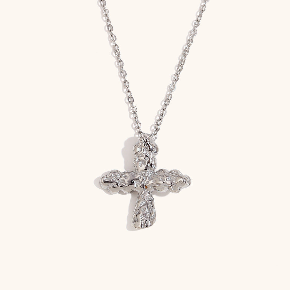 Stainless Steel Titanium Steel Simple Style Cross Plating Pendant Necklace