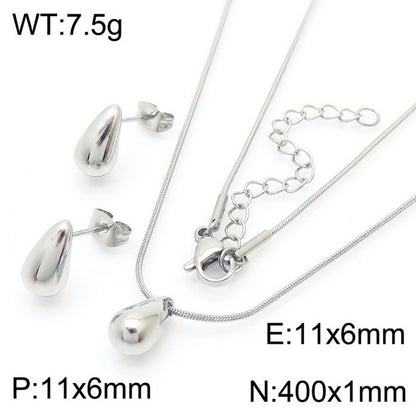 1 Pair Simple Style Water Droplets Plating Stainless Steel Earrings