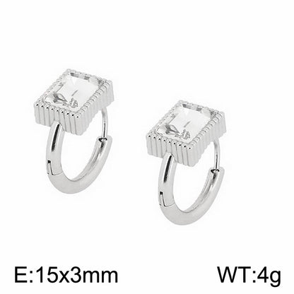 1 Pair Simple Style Oval Butterfly Rectangle Plating Inlay Titanium Steel Zircon 18K Gold Plated Hoop Earrings