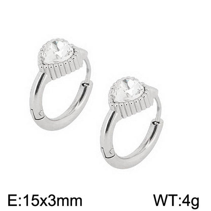 1 Pair Simple Style Oval Butterfly Rectangle Plating Inlay Titanium Steel Zircon 18K Gold Plated Hoop Earrings