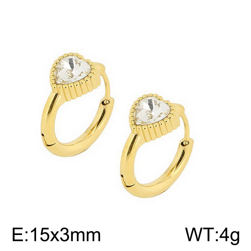 1 Pair Simple Style Oval Butterfly Rectangle Plating Inlay Titanium Steel Zircon 18K Gold Plated Hoop Earrings