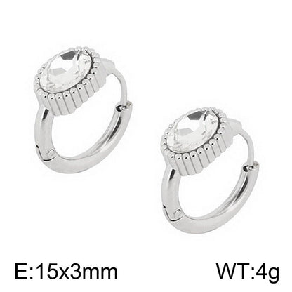 1 Pair Simple Style Oval Butterfly Rectangle Plating Inlay Titanium Steel Zircon 18K Gold Plated Hoop Earrings