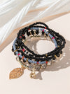 Simple Style Tower Leaves Artificial Crystal Alloy Beaded Layered Women's Bracelets