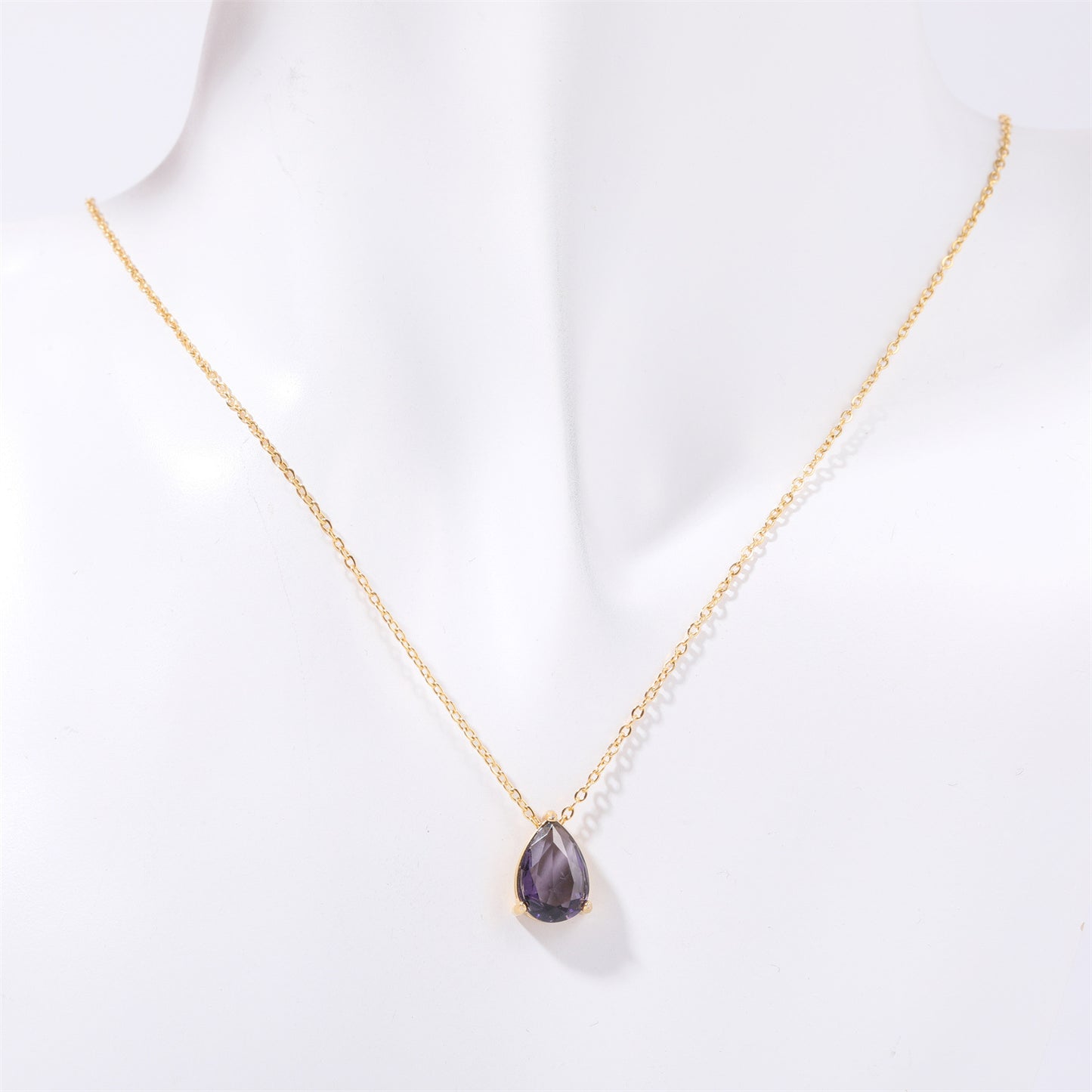 Casual Simple Style Water Droplets Stainless Steel Plating Zircon 14k Gold Plated Pendant Necklace