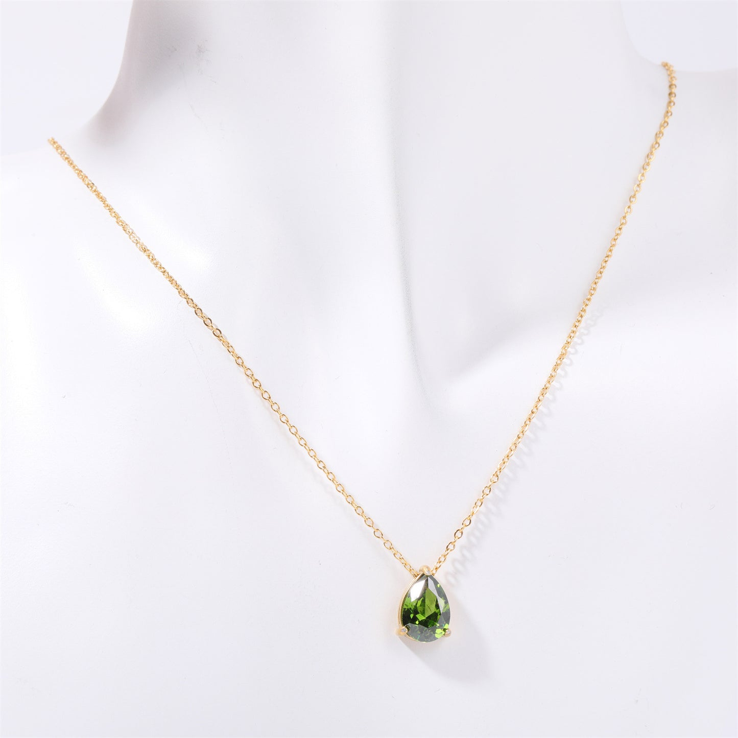 Casual Simple Style Water Droplets Stainless Steel Plating Zircon 14k Gold Plated Pendant Necklace