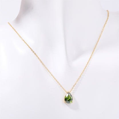 Casual Simple Style Water Droplets Stainless Steel Plating Zircon 14k Gold Plated Pendant Necklace