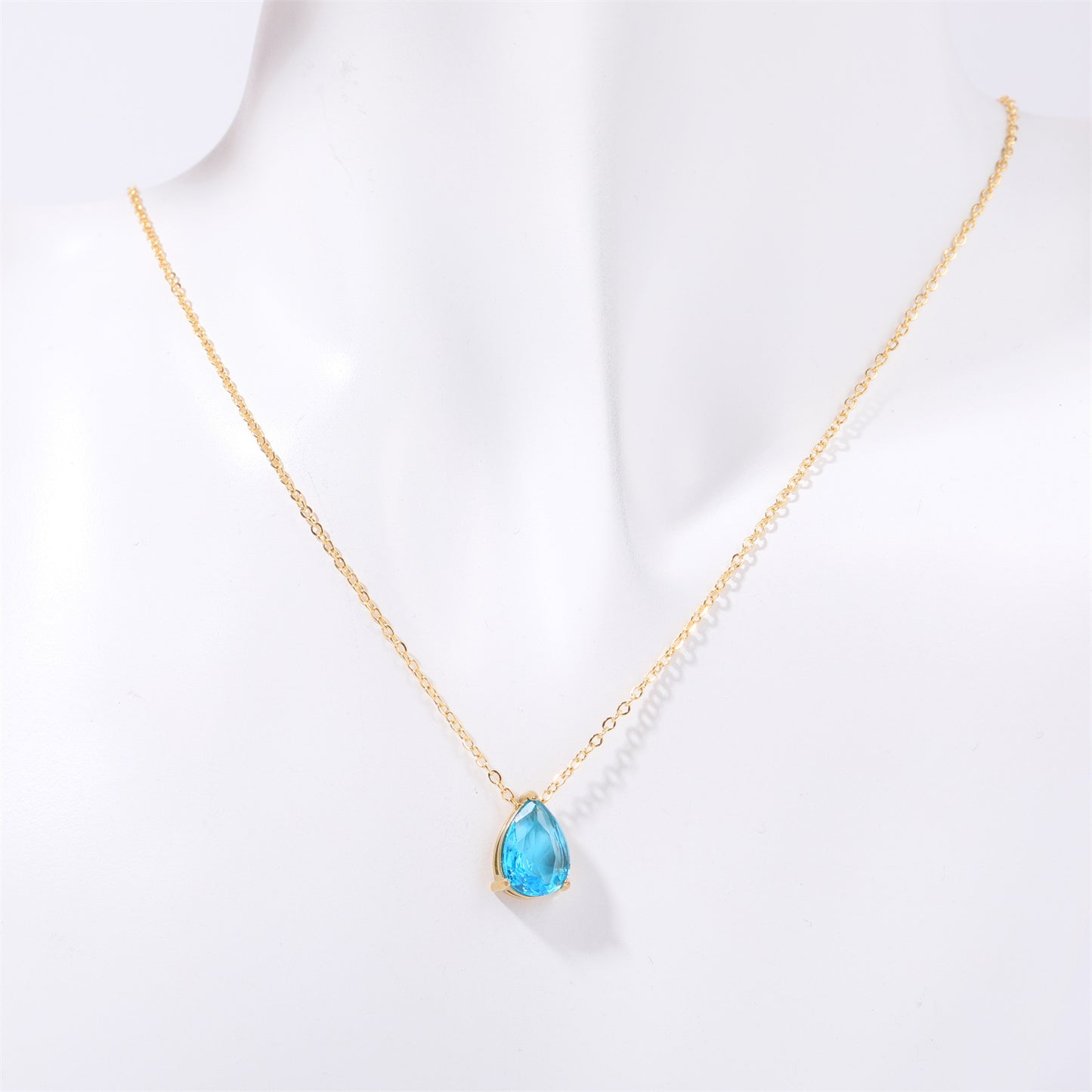 Casual Simple Style Water Droplets Stainless Steel Plating Zircon 14k Gold Plated Pendant Necklace