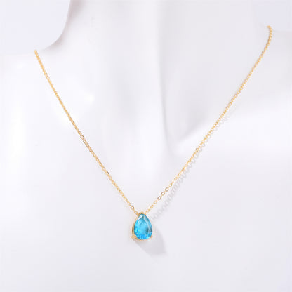 Casual Simple Style Water Droplets Stainless Steel Plating Zircon 14k Gold Plated Pendant Necklace