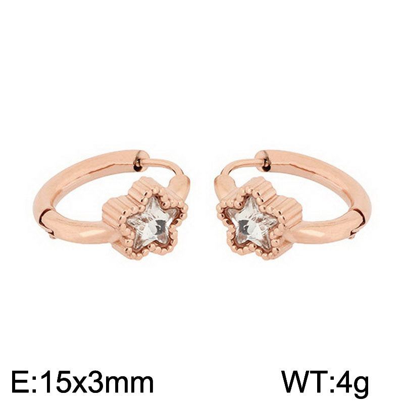 1 Pair Simple Style Oval Butterfly Rectangle Plating Inlay Titanium Steel Zircon 18K Gold Plated Hoop Earrings