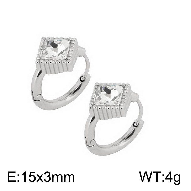 1 Pair Simple Style Oval Butterfly Rectangle Plating Inlay Titanium Steel Zircon 18K Gold Plated Hoop Earrings