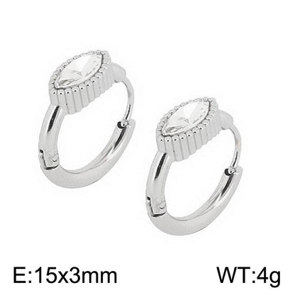 1 Pair Simple Style Oval Butterfly Rectangle Plating Inlay Titanium Steel Zircon 18K Gold Plated Hoop Earrings