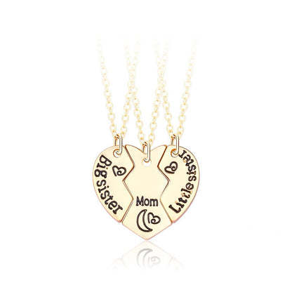 Cute Sweet Geometric Letter Heart Shape Alloy Plating Inlay Rhinestones Kid'S Pendant Necklace